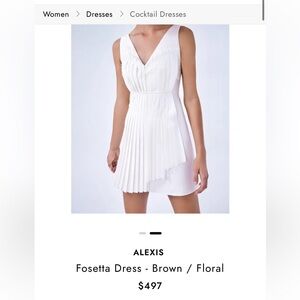 Alexis Fosetta White Linen Dress Bridal Bride Asymmetrical Midi Zip Designer MED